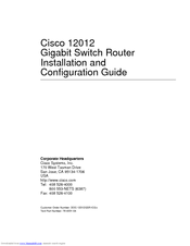 Cisco Gigabit Switch Router Cisco 12012 Installation And Configuration Manual