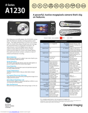 GE A1230 - 12.1 Megapixel Digital Camera Specifications