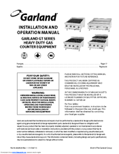 Garland GTGG36-GT36 Installation And Operation Manual