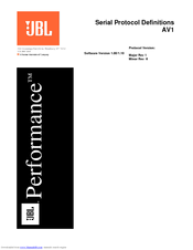 JBL Performance AV1 Manual