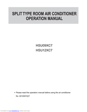 Haier HSU12XC7-G - Ductless Split Indoor Wall Mount Unit Air Conditioner Operation Manual