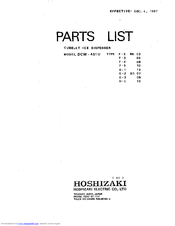 Hoshizaki DCM-451U Parts List