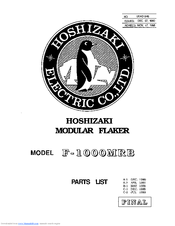 Hoshizaki F-1000MRB Parts List