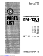 Hoshizaki KM-1201DU Parts List
