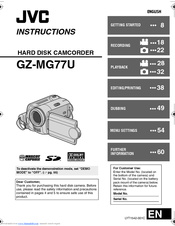 JVC GZ-MG77U - Everio Camcorder - 2.18 MP Instructions Manual
