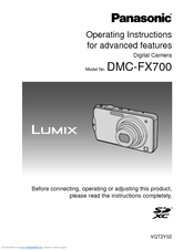 Panasonic Lumix DMC-FX700 Operating Instructions Manual