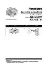 Panasonic KXMB271 - B/W Laser - All-in-One Operating Instructions Manual