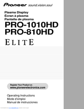 Pioneer Elite PRO-1010HD Operating Instructions Manual