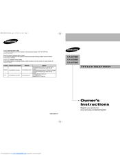Samsung LN-S2738D Owner's Instructions Manual