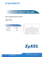 ZyXEL Communications P-2612HW Series Quick Start Manual