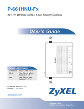 ZyXEL Communications P-661HNU Series Manual