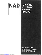 Nad 7125 Instructions Manual