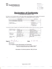 PLANTRONICS SAVI GO WG201/B Declaration Of Conformity