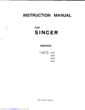 SINGER 1191D558A Instruction Manual