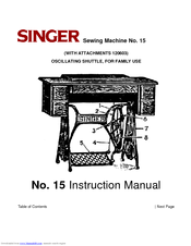 SINGER SEWING MACHINE NO. 15 Manual