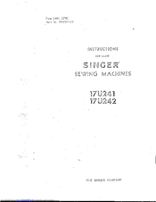 SINGER 17U241 Instructions Manual