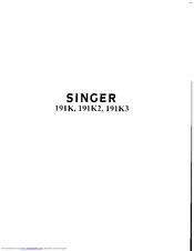 SINGER 191K Instructions Manual