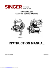 SINGER 20-2 Instruction Manual