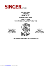SINGER 27 Instructions For Using Manual