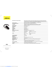 JABRA BT2015 Technical Specifications