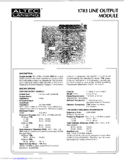 ALTEC LANSING 1783 SIGNAL PROCESSING Manual