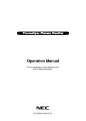 NEC PlasmaSync 42XM3 Operation Manual