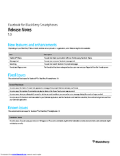 BLACKBERRY FACEBOOK FOR BLACKBERRY SMARTPHONES 1.9 - RELEASE NOTES Release Note