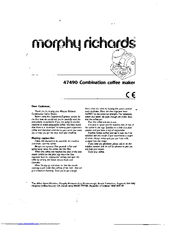 Morphy Richards 47490 COMBINATION COFFEE MAKER Manual