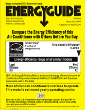 WHIRLPOOL ACU109PR Energy Manual