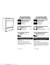 WHIRLPOOL DP940PWSQ - 6 in. Console Portable Dishwasher Installation Instructions Manual