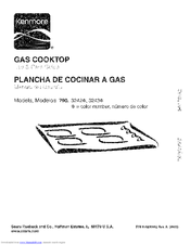Kenmore 3242 - 30 in. Sealed Gas Cooktop Use And Care Manual