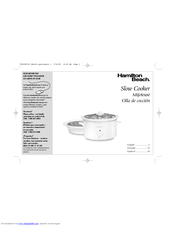 Hamilton Beach 33148 - Slow Cooker Use & Care Manual