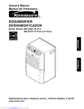 Kenmore 54501 - 50 Pint Dehumidifier Owner's Manual