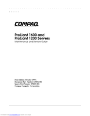 Compaq 1600R - ProLiant - 128 MB RAM Maintenance And Service Manual