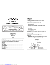 Jensen MP7720 - Radio / CD Owner's Manual