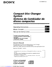 Sony 454RF - CDX CD Changer Operating Instructions Manual