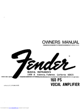 FENDER 160 PS Manual