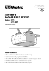 Chamberlain Security+ 3275 Owner's Manual