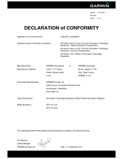 Garmin 16X LVS Declaration Of Conformity