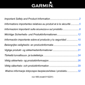 Garmin 1102291 Safety And Product Information