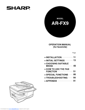 Sharp AR-FX9 - Fax Interface Card Facsimile Manual