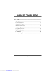 Biostar 945GC-M7 TE Bios Setup Manual