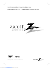Zenith HDR230 Installation And Operating Manual, Warranty