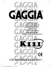 GAGGIA KIII Operating Instructions Manual