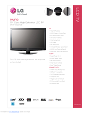 LG 19LF10 - 19 Inch 720p LCD HDTV Specification