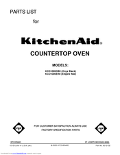 KitchenAid KCO1005ER - Countertop Oven Parts List