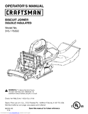 Craftsman 17539 - 6.0 Amp Plate Jointer Operator's Manual