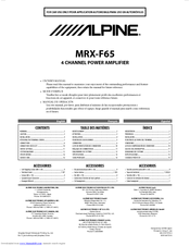 Alpine MRX-F65 Owner's Manual