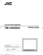 JVC TM-1650SDU - Color Monitor Instructions Manual