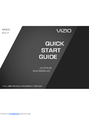 Vizio E321VT Quick Start Manual